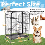 ZUN 37" Metal Ferret Chinchilla Cage, Small Animals Hutch with Ramps and Feeders and Wheels, Rabbit 81251657