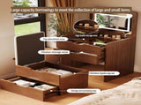 (48cm)(Walnut) 3 in 1 Vanity Desk with Plip Top Mirror,Small Make Up Vanity Set with Visible Glass W2641P305275