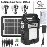 Portable Solar Power Station Rechargeable Backup Power Bank w/Flashlight 3 Lighting Bulbs For 16989603