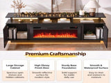 Black Fireplace TV Stand, 177.8*35*60.5cm, Embossed Particle Board with Melamine Foil, High Gloss 45796213