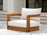 Premium Acacia Wood Outdoor Club Chair, Curved Tub Design, Water-Resistant Cushions, All-Weather N767P314269B