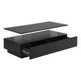Modern Black Rectangular LED Lights Coffee Table with 2 drawers in 47.2" N735P250962B
