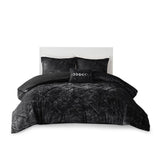 King/Cal King Velvet Duvet Cover Set with Throw Pillow B03596080