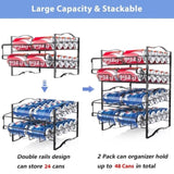 4 Tiers Can Organizer Rack, 48 Cans Soda Can Dispenser Organizer for Refrigerator, Set of 2 07073779