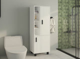 Storage Cabinet, 2 Doors, 9 Shelves, 4 Legs, White B097P350297