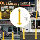 ZUN Safety Bollard Post, 48 Inch Height Steel Bollards, 4.5 Inch Diameter Parking Bollard, Yellow Powder 01070866