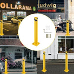 ZUN Safety Bollard Post, 52 Inch Height Steel Bollards, 4.5 Inch Diameter Parking Bollard, Yellow Powder 55745736