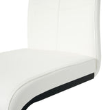 ZUN Modern White PU dining chair living room chair upholstered chair, black metal chair leg design, W210P199101