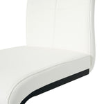 ZUN Modern White PU dining chair living room chair upholstered chair, black metal chair leg design, W210P199091