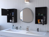 Black 2 Bathroom Medicine Cabinets with Open Shelf B062P175073
