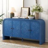 U_Style Luxury Multi-Functional MDF Sideboard woven Wood Slat Doors, Tiered Stepped Design & N711P269061V