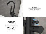 Freestanding Bathtub Faucet Tub Floor Mount Bathroom Faucets Brass Single Handle with Hand Shower 18737631
