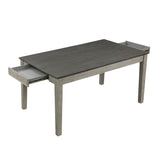 Wire Brushed Light Gray Finish 1pc Dining Table with 2 Hidden Drawers Casual Dining Room Furniture B011104622