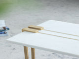 12.5x12x22" Aluminum and Marble C-Shaped Side Table, White/Gold/Black, Artistic Accent Table for W2078P169960