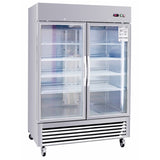 54"W Commercial Refrigerator 2 Section 2 Glass Door Stainless Steel Display Refrigerator 42.2 Cu.ft. N818P191851S
