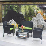 ZUN 4 PC Rattan Patio Furniture Set Outdoor Patio Cushioned Seat Wicker Sofa W20985038