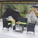 ZUN 4 PC Rattan Patio Furniture Set Outdoor Patio Cushioned Seat Wicker Sofa W20985038