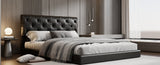 ZUN Queen Size Tufted Upholstered Platform Bed, Black WF325836AAB