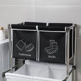 Laundry Basket 2 Tier Clothes Sorter with 4 Removable Bags to Organize Clothes, With Four Wheels, 68926337