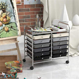 12-Drawer Rolling Storage Cart - 2-Row 10-Storey, Multicolor Drawers, 4 Wheels , -Gray 77795797