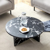Versatile MDF Black Round Coffee Table for Various Interior Styles, Exhibiting Modern Minimalism and W3226P278920