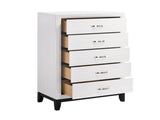 Modern Contemporary White Finish Storage Chest of 5x Drawers 1pc Wooden Bedroom Furniture B011P235880