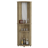 Corner Bar Cabinet Rialto, Three Shelves, Macadamia Finish B092123305