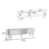 Waco TV Rack, Hairpin Stand with Spacious Storage and Cable Management Holes, White B097P167462