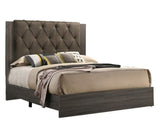 Contemporary 1pc King Size Bed Bedroom Furniture Tufted Design Headboard Rubberwood 1pc Bedframe B011P236789