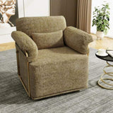 360 Degree Square Swivel Accent Sofa Chair,Fluffy Fabric Lounge Wide Upholstered Reading Chair with W2012P319076