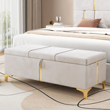Elegant Upholstered Storage Ottoman,Storage Bench with Metal Legs for Bedroom,Living Room,Fully N733P207788A