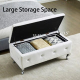 Upholstered Storage Ottoman Bench For Bedroom End Of Bed Faux Leather Rectangular Storage Benches W2268P146682