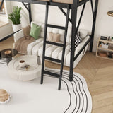 Full Size Loft Bed with Ladder, Metal Full Loft Bed with Storage Shelves, High Loft Bed for Kids W2580P316646