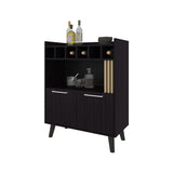 ZUN Yucca Bar Cabinet – Wine Storage & Display, Wengue B128P263714