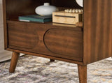 Mid Century Modern Fluted Nightstand with Charging Station USB Ports & Outlet Hole & 4 Solid Wood W1801P288512