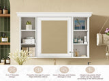 35'' x 28'' White Wall Mounted Bathroom Storage with Mirror Door, Modern Bathroom Wall 35423645