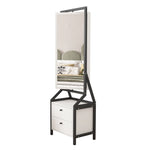 ZUN 360&deg; Swivel Jewelry Armoire & Makeup Mirror Cabinet With 2 Bottom Drawer, Rotates Freely, Spacious W760P152287