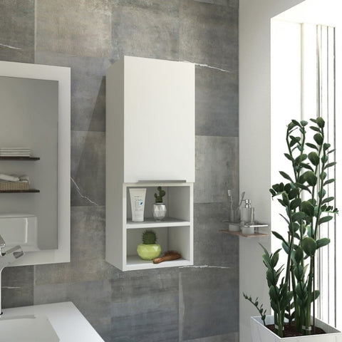 ZUN Mila Bathroom Cabinet, Two Internal Shelves, Two External Shelves, Single Door -White B20091955