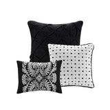 7 Piece Cotton Printed Comforter Set Black Queen B03597261