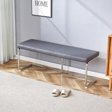 51.5" Decorative Stainless Steel Contemporary Bench in Faux Leather for Entryway Bench, Bedroom end N752P186171G