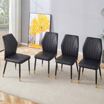 ZUN 4 modern dining chairs with stylish PU patterned backrest and black metal legs for a comfortable W1151P188258