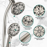 Drill-Free Stainless Steel Slide Bar Combo Rain Showerhead 7-Setting Hand, Dual Shower Head Spa W1219P155531