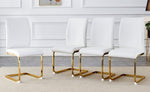 ZUN Luxury Simple Arch Chair - Set of 4 White PU Material High Resilience Dining Chair with Arched Metal W1151P154873