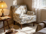 Accent Chair, Floral Armchair, Nailhead Trim, Gold and Grey Decor, Solid Wood Legs, Farmhouse W5568P445701