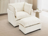 Modern Armchair Sofa 47" Cozy Upholstered Sofa Chair with Movable Ottoman, Wide Seat, Curved N719P292695A