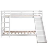 Elevated Cross Guard Rail with Slide Twin Pine Wooden Bed White 42592496