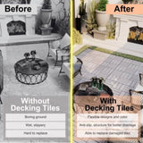 30 PCS Interlocking Deck Tiles Checker Pattern, 12" x 12" Square Light Gray Acacia Hardwood Outdoor W2391P160134
