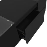 U-Can Led Coffee Table, Modern Center Table High-Gloss Finish and Glass Tabletop, Coffee Table N724P290056B