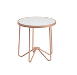 Rose Gold Finish End Round Frosted Glass Top Modern Living Room Furniture 1pc Classy Side B2741P332648