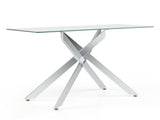 45 Inch Tempered Glass Entryway Table, Silver Chrome Metal Console Table with Adjustable Feet for 25236495